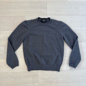 A.P.C. 100% Merino Wool Gray Crewneck Sweater - Made In Italy - Size S